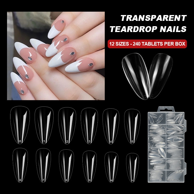 240pcs Box Packing Lengthened Water Pipe Nail Tips